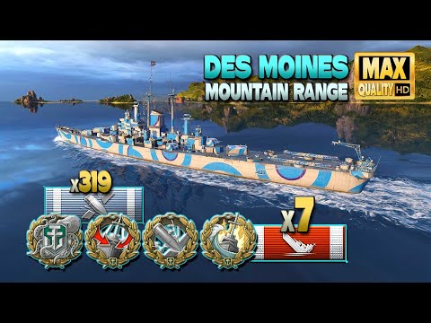 Cruiser Des Moines: 3,5k bxp on map Mountain Range - World of Warships