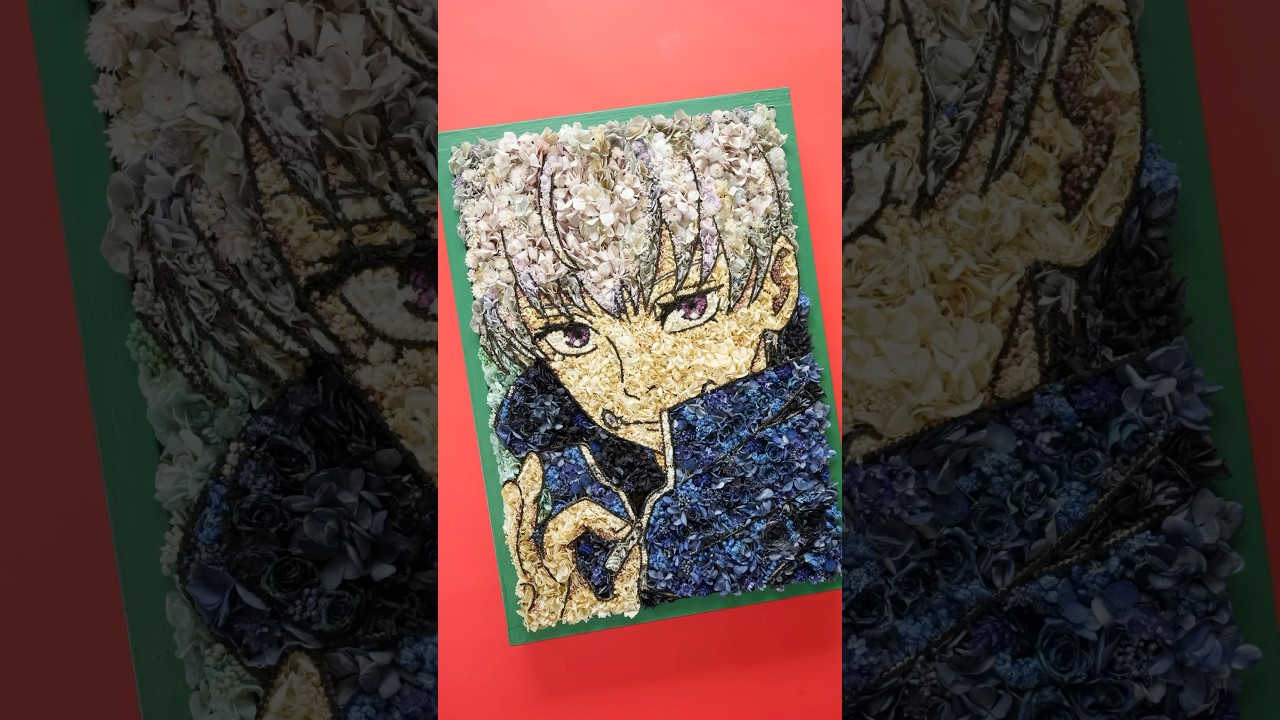 【呪術廻戦】花と爪楊枝で狗巻棘を再現してみた。 #呪術廻戦 #jujutsukaisen #フラワーアレンジメント #drawing