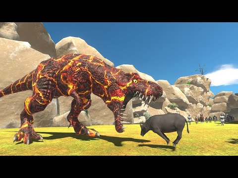 MAGMA T-REX Canyon Death Run - Animal Revolt Battle Simulator