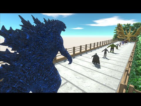 GODZILLA BLUE VS AVENGER AND GHIDORAH DEATH RUN - Animal Revolt Battle Simulator