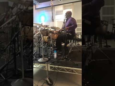 Will Kennedy warming up before Zildjian Live Namm 2019