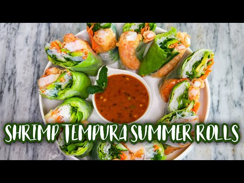 Shrimp Tempura Summer Rolls | Garlic Ginger Tahini Dipping Sauce | CarnalDish