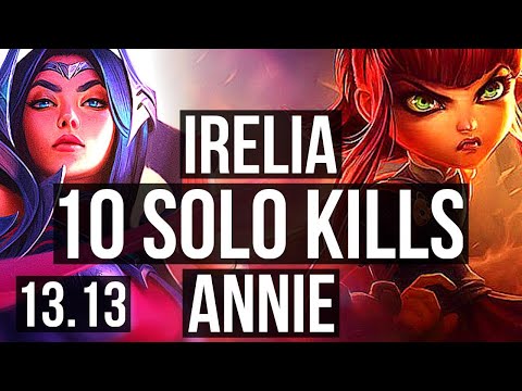 IRELIA vs ANNIE (TOP) | 4.5M mastery, 10 solo kills, 2000+ games, Legendary | NA Challenger | 13.13