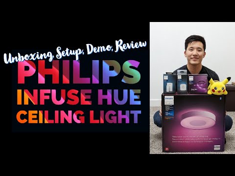 New Infuse Hue Ceiling Lamp Unboxing, Setup, Demo, and Review (Philips Hue Smart Light)
