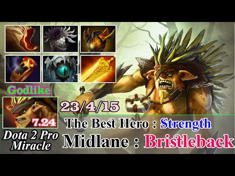 BristleBack Midlane Godlike 23 Kill - Dota 2 Pro Miracle Spotlight Gameplay Patch 7.24 - Dota 2 Pro