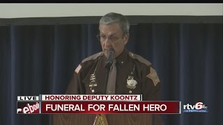 Howard County Sheriff Steve Rogers speaks at Deputy Koontz's funeral