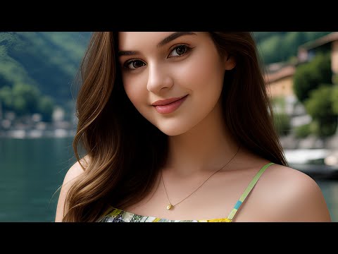 4K AI ART Lookbook Hot Model Video | fashion swimsuit, Serene Lakeside, Lake Como Italy  7