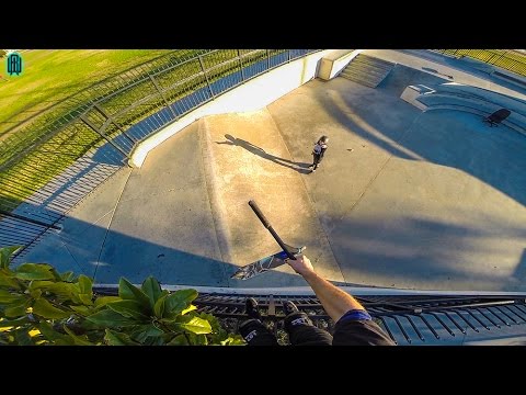 HUGE FENCE DROP THROUGH TREES ON SCOOTER!!