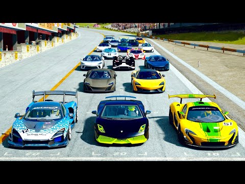 Lamborghini Gallardo LP-7777 SL Quad Turbo vs McLaren Hypercars at Silverstone GP
