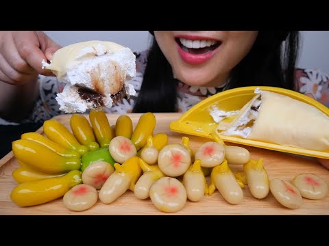 LUK CHUP BANANA PARTY (THAI DESSERT) ASMR SOFT SQUISHY EATING SOUNDS | NO TALKING  SAS-ASMR