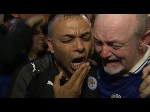 Leicester City fans cheer and sob after Premier League win