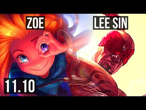 ZOE vs LEE SIN (MID) | 2.6M mastery, 1200+ games, Godlike, 12/4/9 | BR Master | v11.10