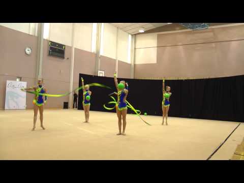 Rytmisen voimistelun naisten maajoukkue 3 palloa 2 nauhaa Helsinki 21.4.2013