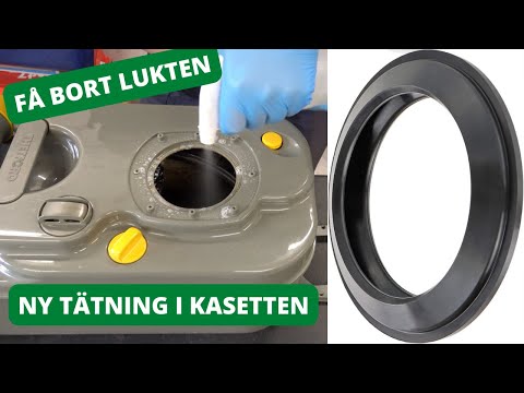 Byter gummitätning i Thetford C200 kassettoalett, bli av med lukt och gnissel