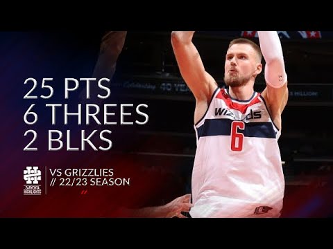 Kristaps Porzingis 25 pts 6 threes 2 blks vs Grizzlies 22/23 season