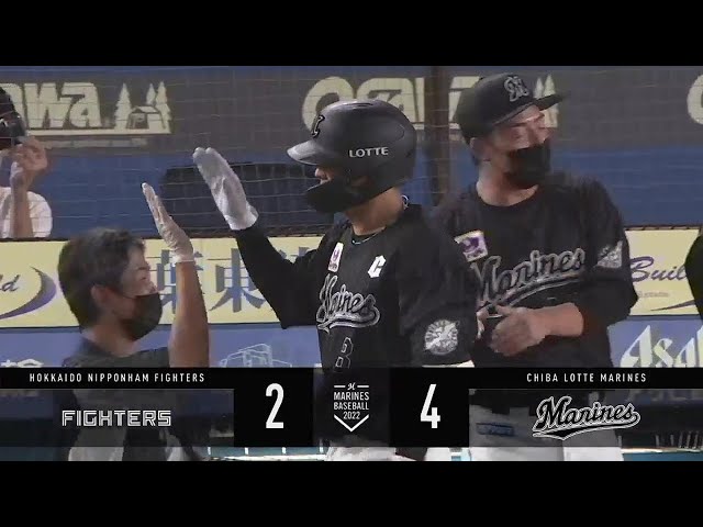 【8回裏】狙いすました一撃!! マリーンズ・中村奨吾 レフトスタンドへ勝ち越しとなる第11号2ランホームラン!! 2022年9月8日 千葉ロッテマリーンズ 対 北海道日本ハムファイターズ