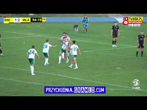 tv.nsk.pl [2:2 Marcel Niesłuchowski 90+4] Świt Nowy Dwór Maz. - Mławianka Mława 2:3 (0:1) 2022-09-03