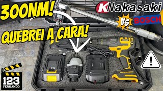 KIT NAKASAKI 2 EM 1! CHAVE DE IMPACTO, PARAFUSADEIRA DE IMPACTO EFURADEIRA C/ MALETA, 2 BATERIAS
