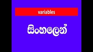 What is a Variable Sinhala Programming Basics -  මොනවද මේ  Variables ?