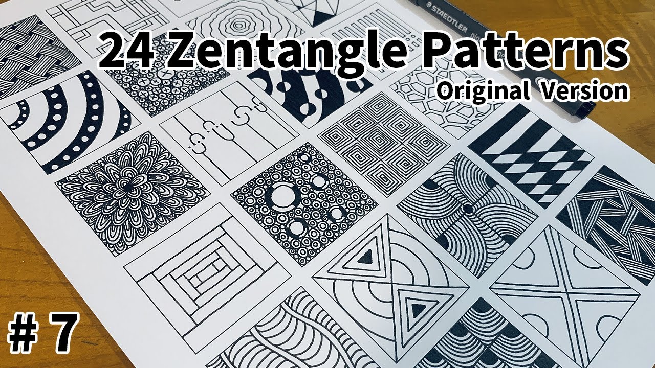 24 Zentangle Patterns | Tutorial  Step by Step #7  |  24 Doodle Patterns | Original Version