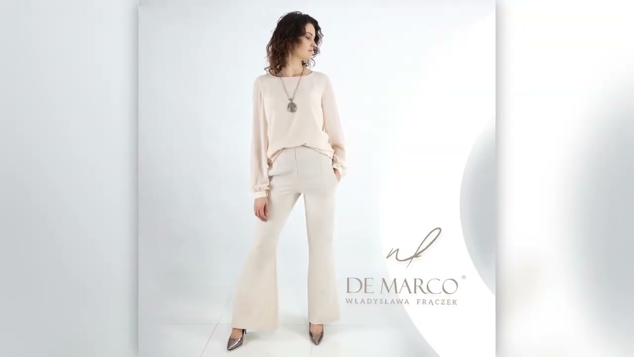 Elegancka beżowa bluzka z długim rękawem De Marco