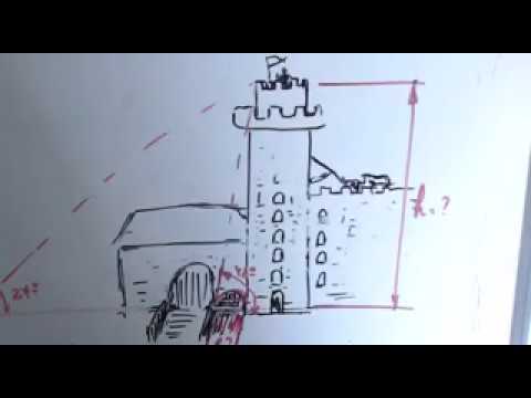 Trigonométrie  - Problème de la tour d'un  château et de sa fosse d'entrée