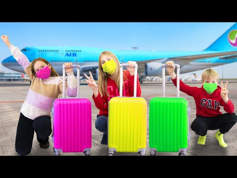 Amelia, Avelina and Akim are studying the rules of conduct at the airport