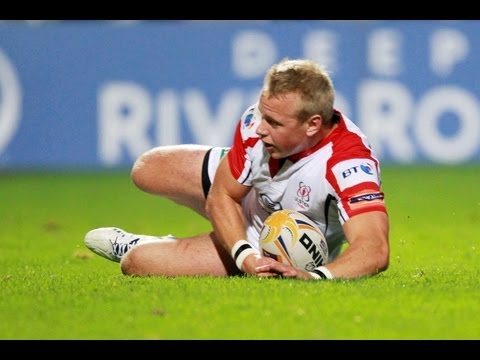 Luke Marshall bursts over for Try Ulster v Benetton Treviso 27th Sept 2013