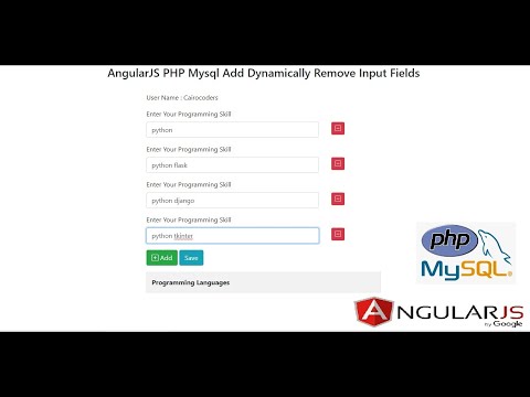 Angularjs Php Mysql Add Dynamically Remove Input Fields