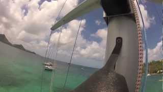 preview picture of video 'Up the mast on our catamaran in Rodney Bay, St. Lucia'