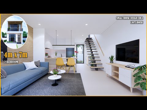Small House Design | Loft House | 4m x 7m with 2Bedroom