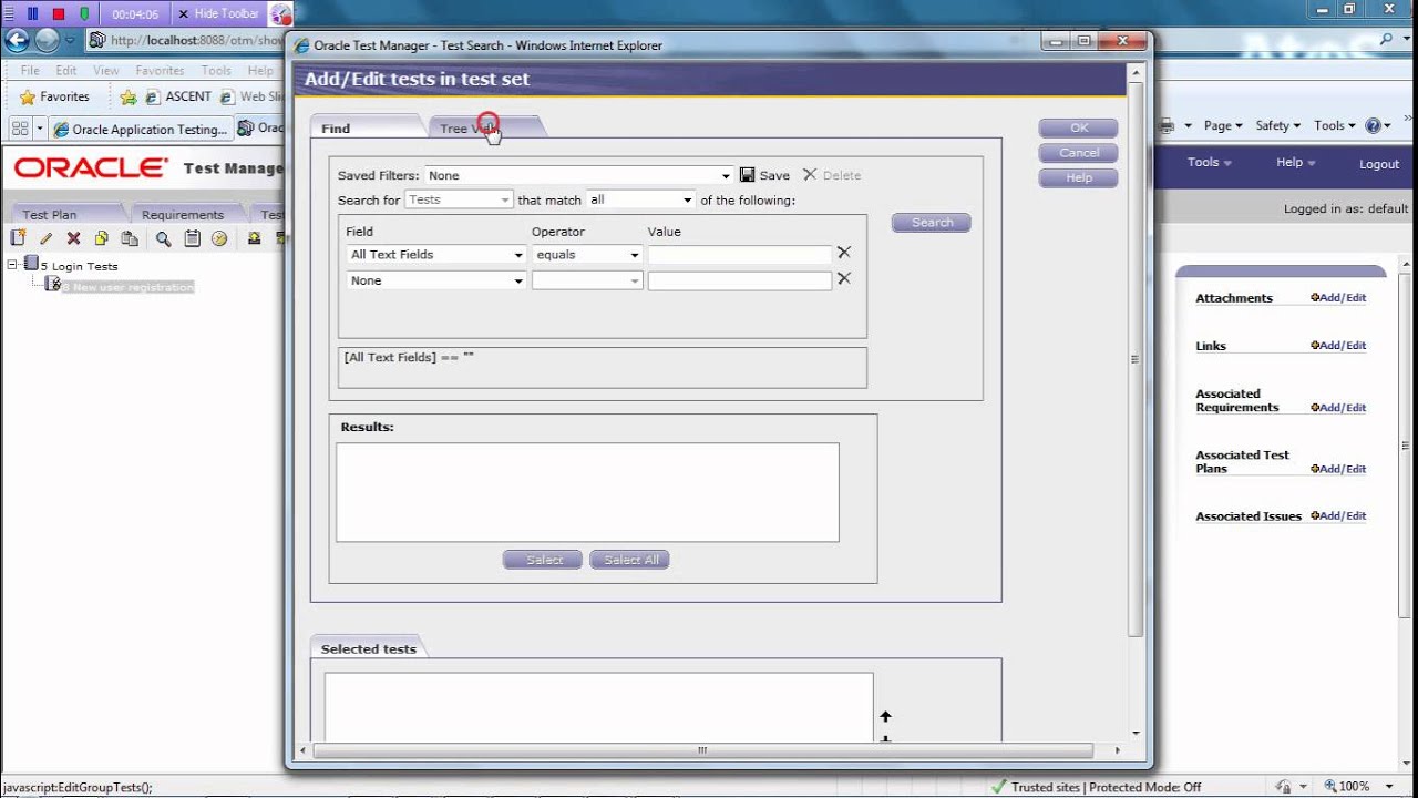 Oracle Application Test Suite - Test Manager features