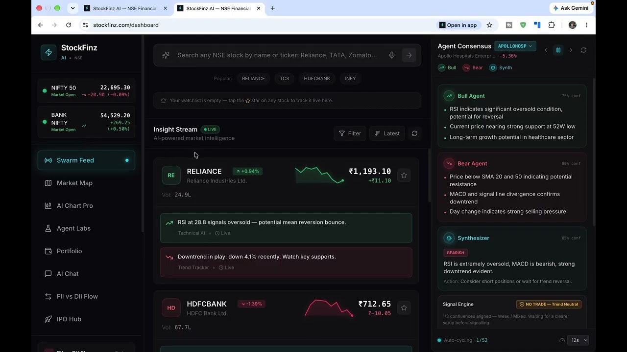 StockFinz AI demo: AI stock analysis for NSE intraday signals