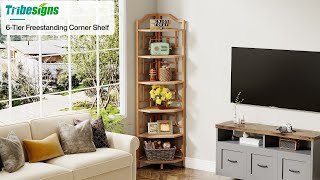 Tribesigns 6-Tier Corner Shelf for Home Office - NY140 #storage #work #book