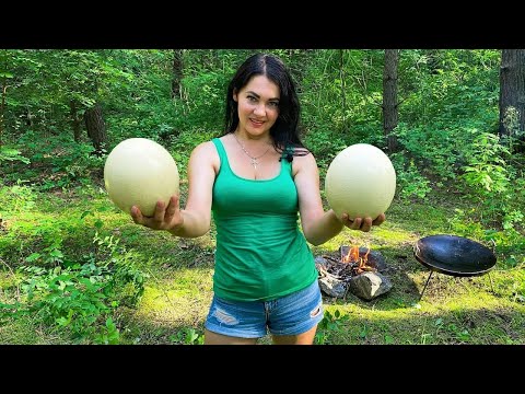 🥚 Ovo de Avestruz com Queijo e Carne! 🔥 O Maior e Mais Recheado Ovo Frito!