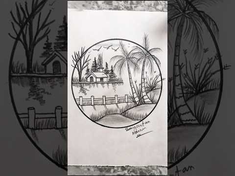 Lakeside nature drawing with pencil Drawing #art #drawing #lakeside #nature #shorts #drawingsayantan