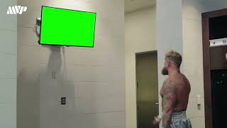 Jake Paul watches TV and says "bro wtf" green screen