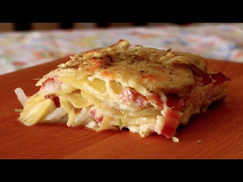 Patatas gratinadas con queso y bacon