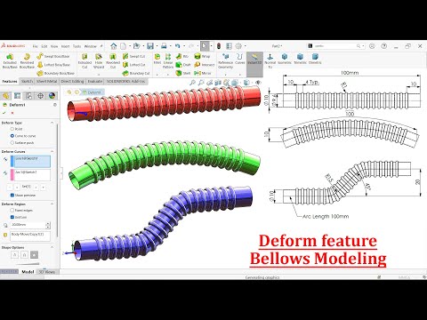 Bellows Modeling in SolidWorks (Deform Feature)