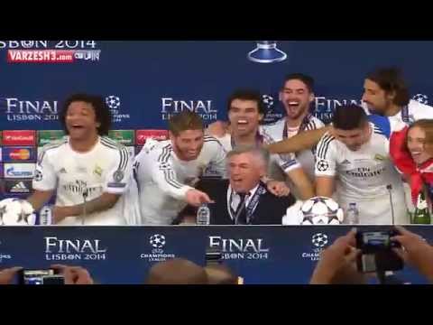 rael madrid's players disturbing Ancelotti's Conference