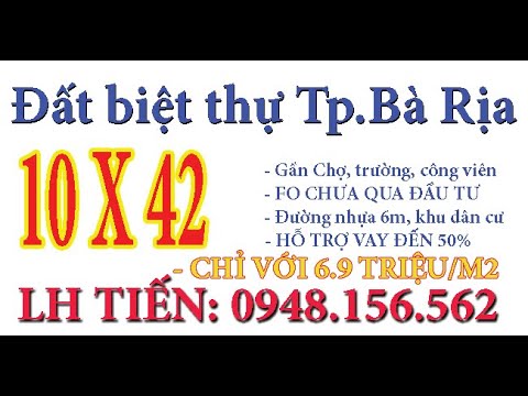 Đất biệt thự nhà vườn Long Phước, Tp Bà Rịa giá F0 chỉ 6.5 triệu/m2