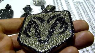 (SOLD) Lab Made Jewelry: $100 &quot;Dodge&quot; style pendant Black and Yellow lab diamonds Wiz Khalifa