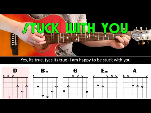 Easy play along series - STUCK WITH YOU-Acoustic guitar lesson chords & lyrics-Huey Lewis & The News