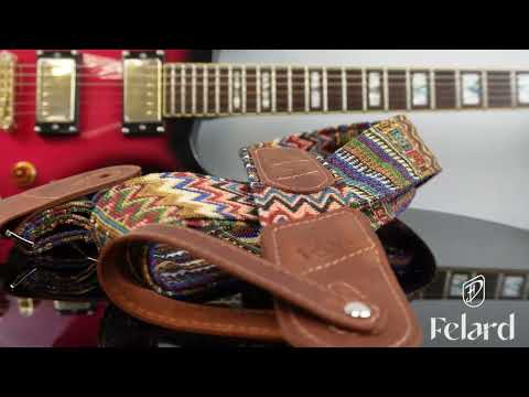 Ремінь для гітари та укулеле елементи з натуральної світлої рудої шкіри, з відділенням для медіатора та перехідником - фото 3 - id-p2899931660