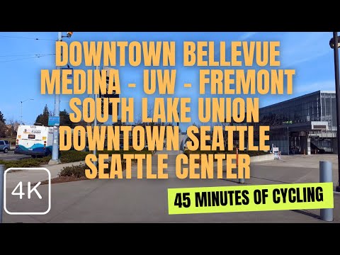 Downtown Bellevue to Downtown Seattle Passing Gates and Bezos' Homes | 45 Minutes Cycling Workout