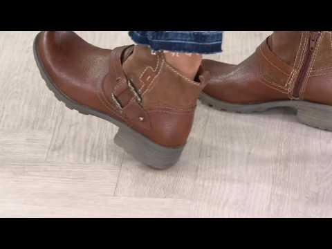 Earth Origins Leather & Suede Ankle Boots - Paris on QVC