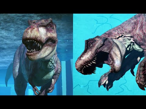 DINOSAUR TYRANNOSAURUS REX IN MOSASAURUS LAGOON | Jurassic World Evolution 2