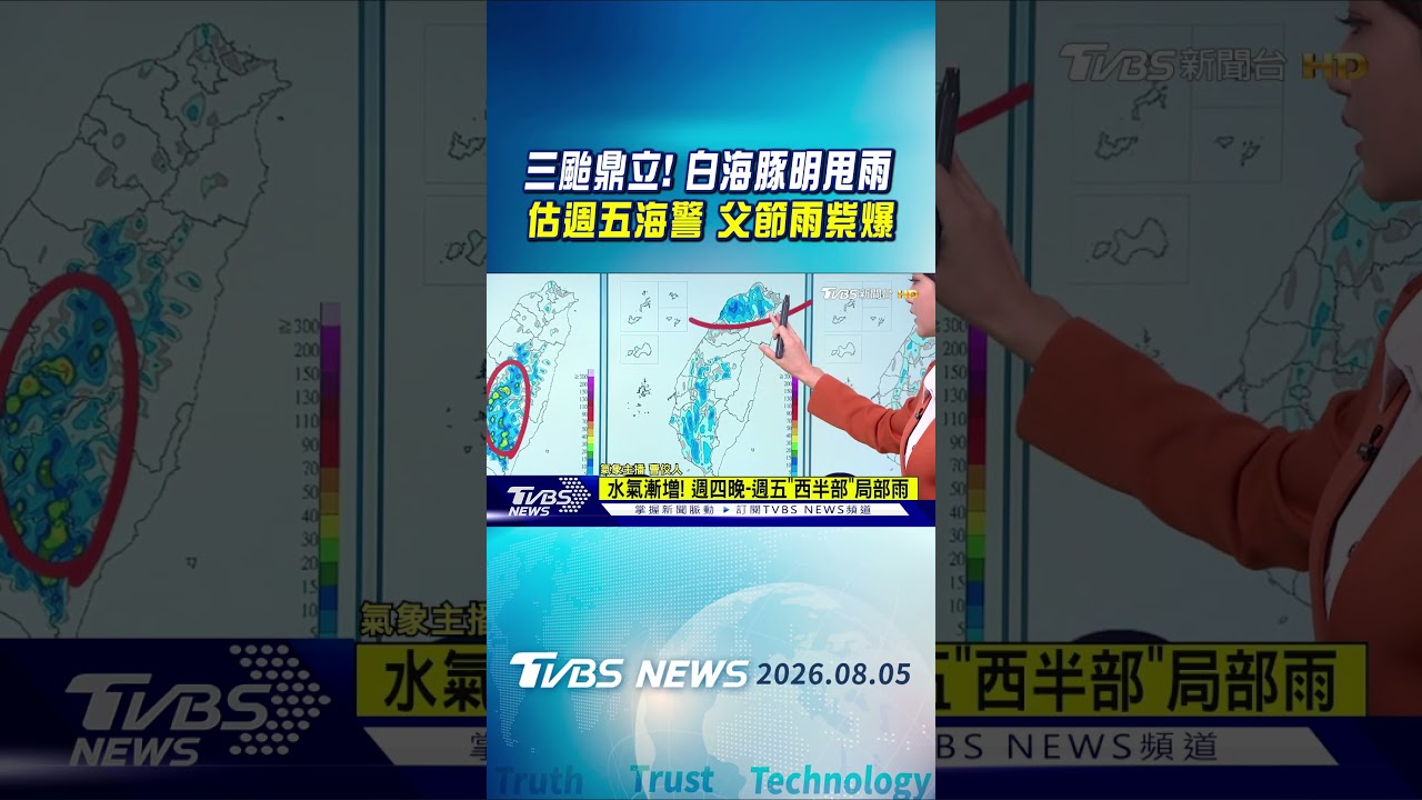 天氣/三颱鼎立! 白海豚明甩雨 估週五海警 父節雨紫爆|TVBS新聞 @TVBSNEWS01