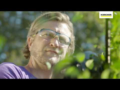 Akumuliatorinės gyvatvorių žirklės Karcher HGE 36-60 BATTERY SET video