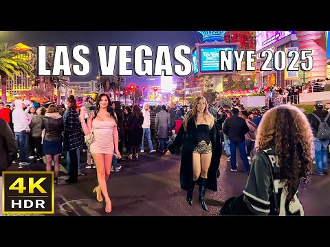 Las Vegas New Year's Eve 2025 Walk - Las Vegas Strip - NYE Fireworks